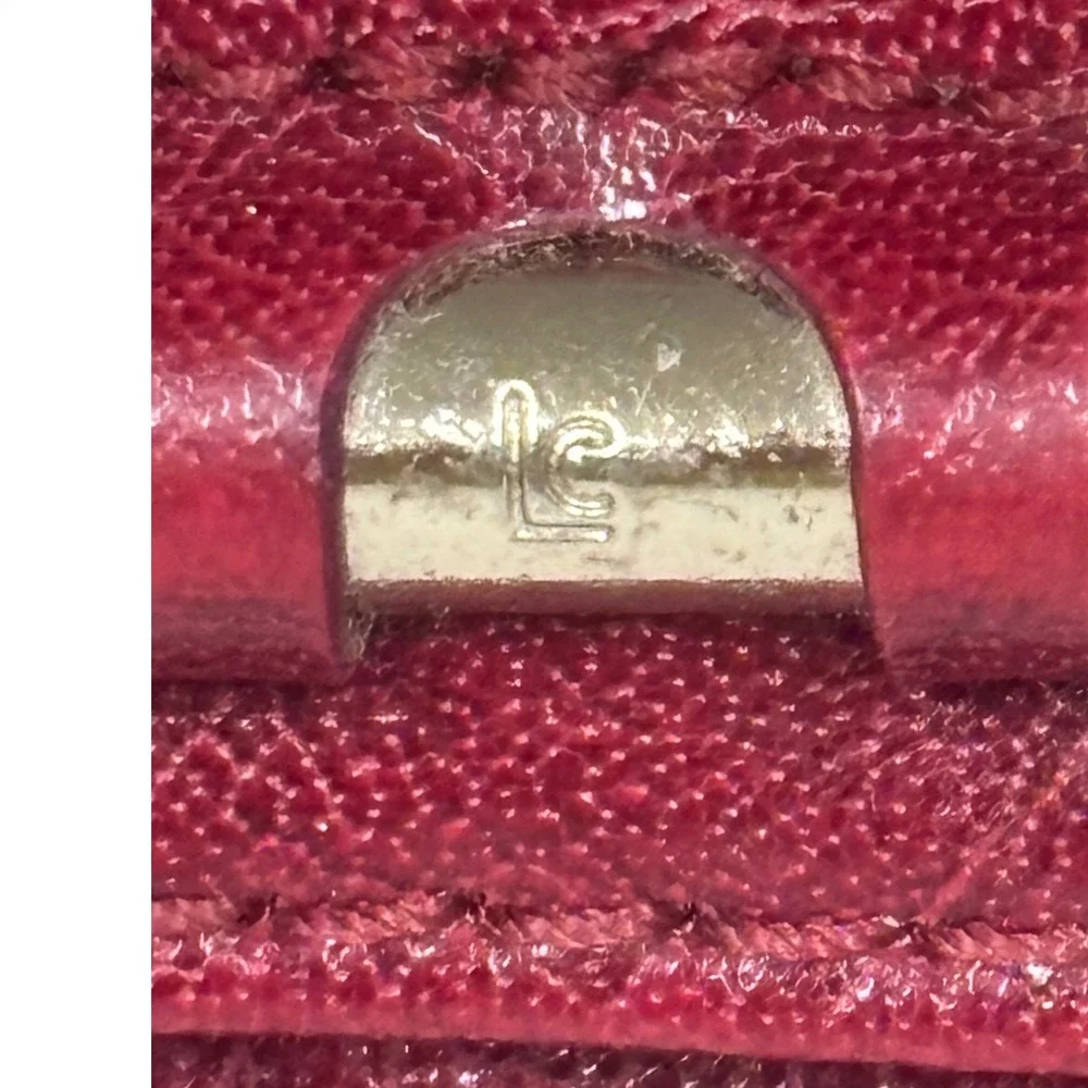Liz Claiborne Womens Trifold Wallet Burgundy Red Faux Leather LC Logo Hardware